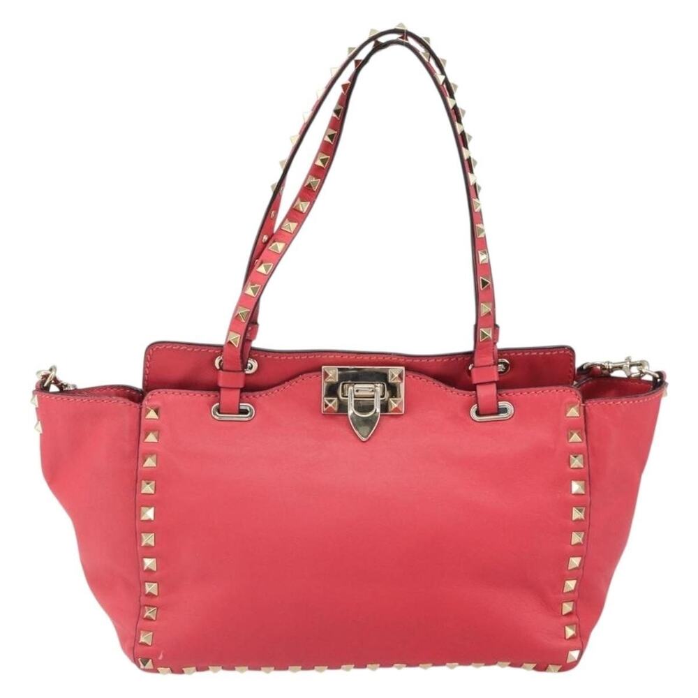 Valentino Leather Rock Studs Handbag Pink